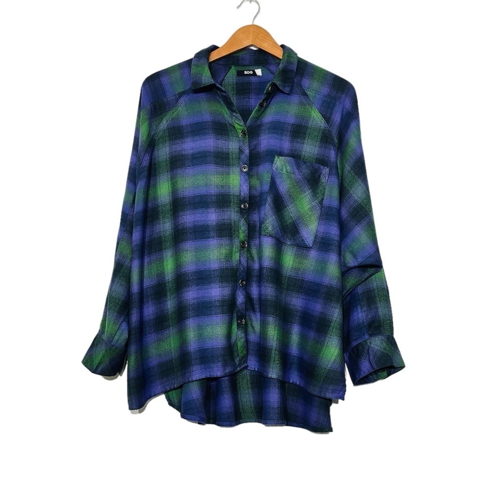 BDG Women’s Shirt Small Multi Plaid Button Up Oversized Streetwear Hippie